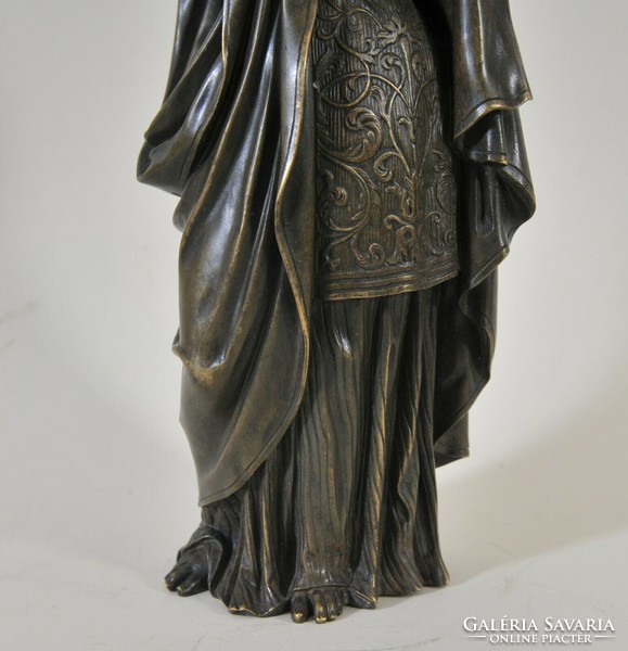 18.századi Antik női bronz szobor egy ismeretlen szentről