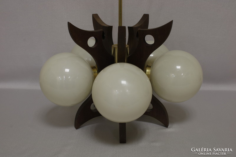 Art deco chandeliers, vintage ceiling lamp with plastic lampshade