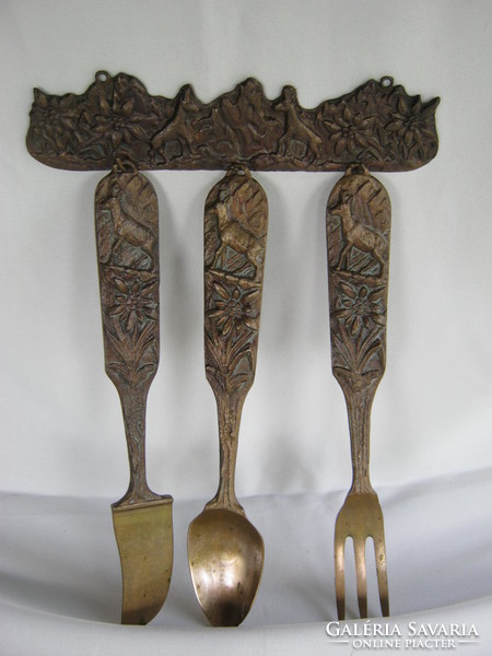 Copper or bronze kitchen wall decoration set