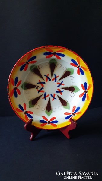 Beautiful enamel, enameled old, deep plate, collector's piece, nostalgia