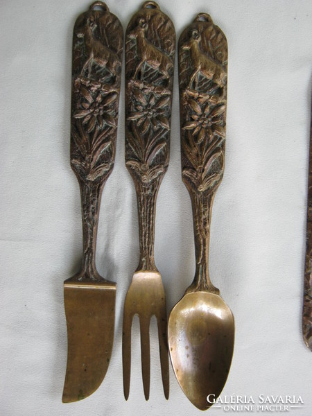 Copper or bronze kitchen wall decoration set