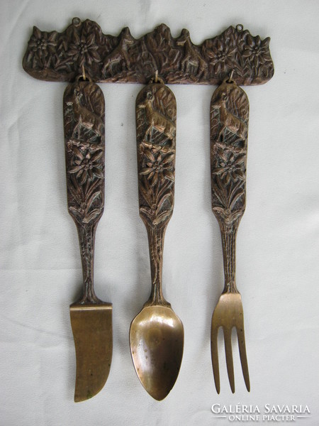 Copper or bronze kitchen wall decoration set