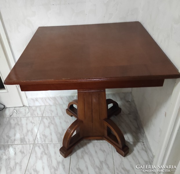 Art Nouveau table, special piece, carved art-deco, modern trendy setting, pedestal