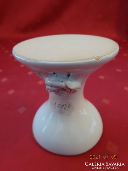 Glazed ceramic candle holder with rose pattern, height 7.7 cm. He has!