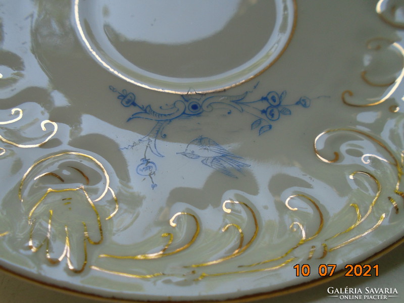 19. Sz new rococo convex shell and painted zinc, tea cup with flower patterns and coaster