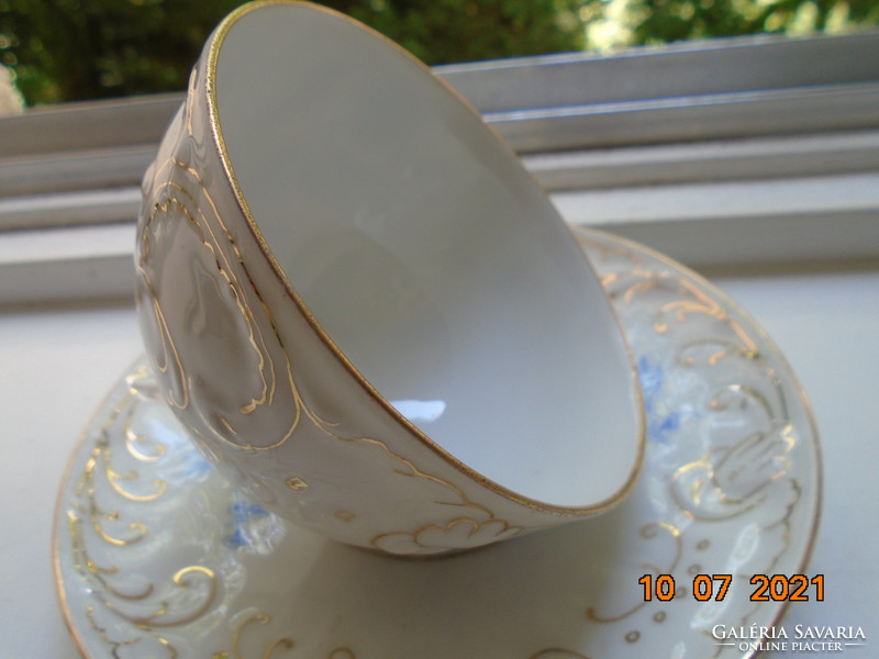 19. Sz new rococo convex shell and painted zinc, with flower patterns, tea cup coaster