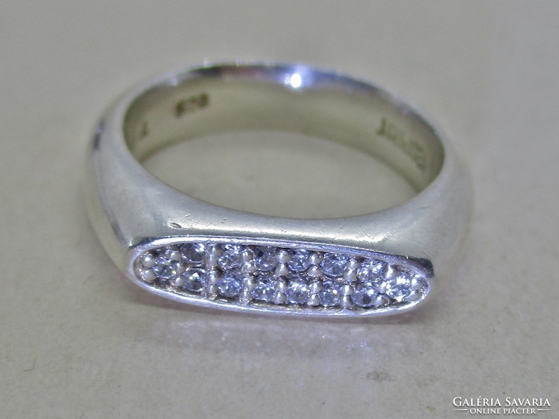 Gyönyörű art deco kristályos ezüst gyűrű
