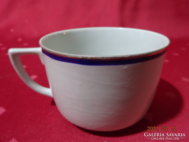 Zsolnay porcelán, antik, pajzspecsétes teáscsésze kék szegéllyel. Vanneki!