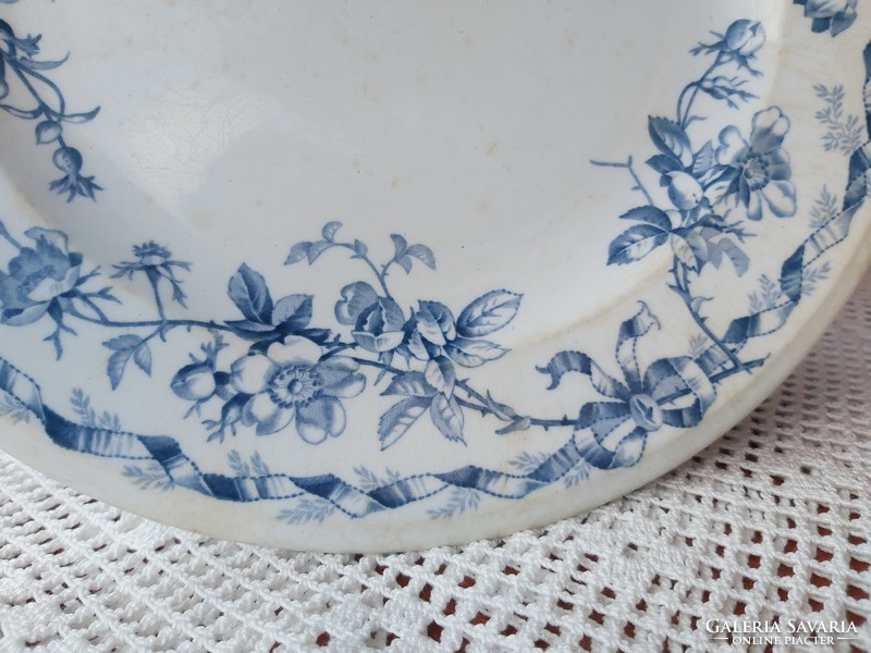Beautiful rare faience flower cauldon blue albion england english flat plate