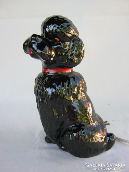 Retro ... pudli fekete uszkár kutya porcelán lámpa