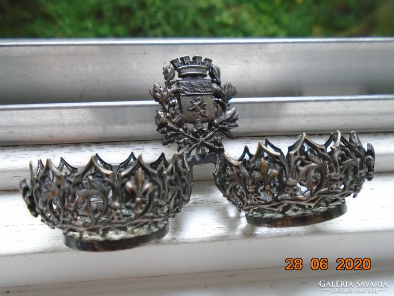 Oroszlán 4 váras koronával címeres,filigrán fűszertartó,csúcsíves,rozettás,Anjou liliomos ötvösmunka