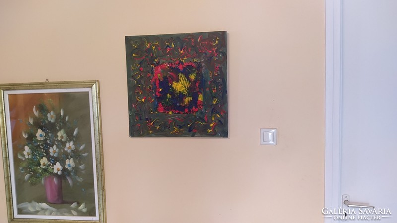 (K) Szép absztrakt festmény 50x50 cm