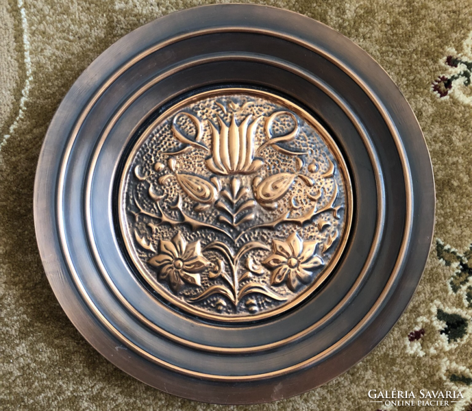 Red copper wall plate, folk motif