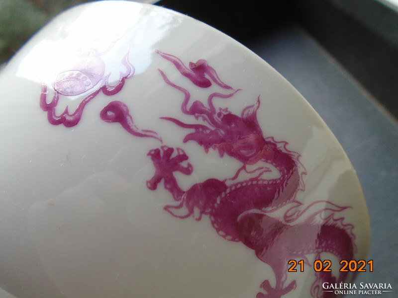 Hand painted golden china made in Taiwan purple dragon rice bowl