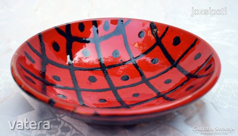 Applied arts craft retro design ceramic bowl wall ornament plate 20.5 x 6 cm