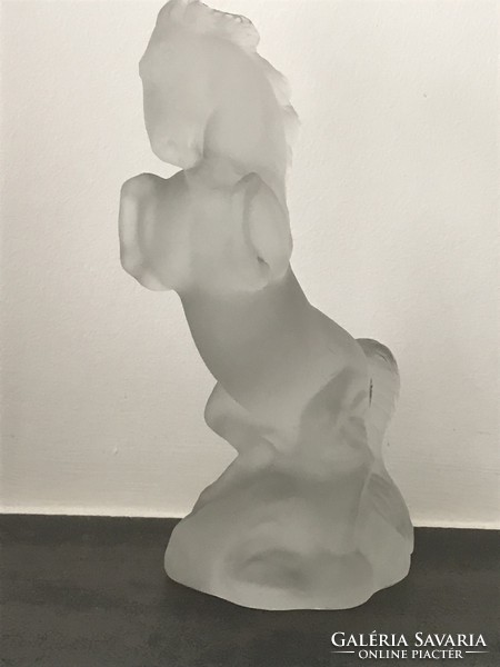 Art deco  üvegszobor, Curt Schlevogt üveghuta, Mario Petrucci dizájn, 23 cm