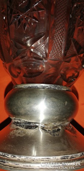 Régi fém talpas gyönyörű kristály váza