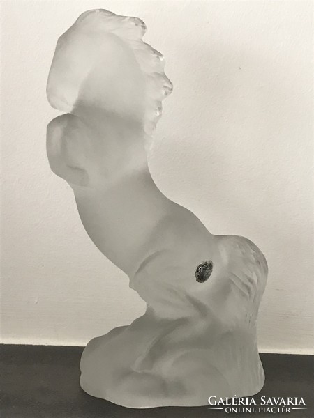 Art deco glass sculpture, Curt Schlevogt glass frost, Mario Petrucci design, 23 cm