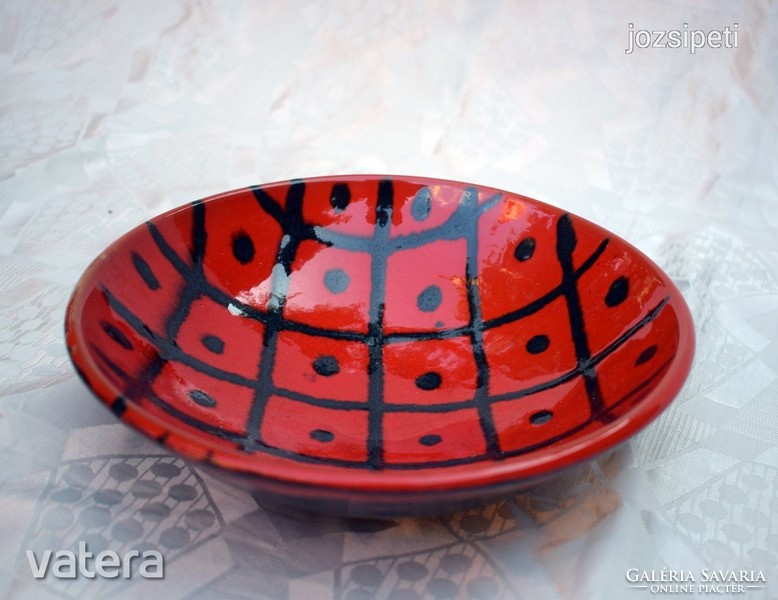Applied arts craft retro design ceramic bowl wall ornament plate 20.5 x 6 cm