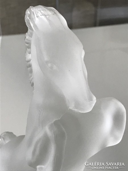Art deco glass sculpture, Curt Schlevogt glass frost, Mario Petrucci design, 23 cm