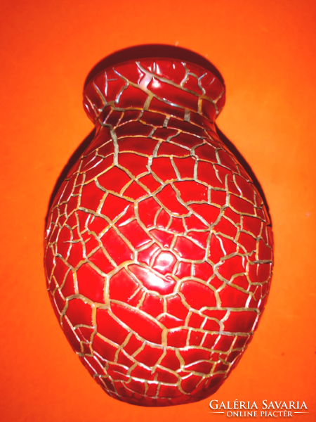 Zsolnay ökörvérmázas öblös váza