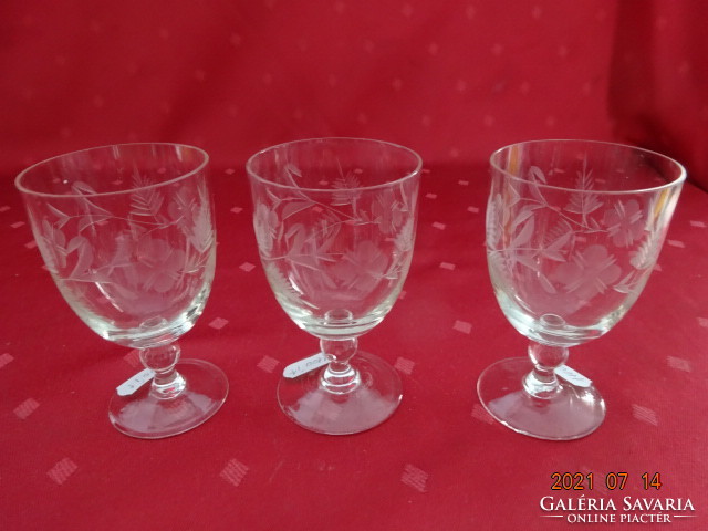 Glass liqueur glass with a base, with a polished floral pattern. 3 pcs for sale together. He has!