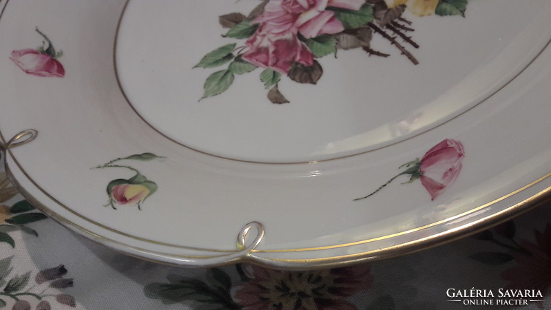 Antique pink large porcelain serving plate, bowl