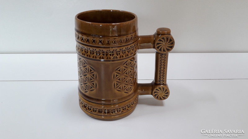 Ocher yellow ceramic beer mug