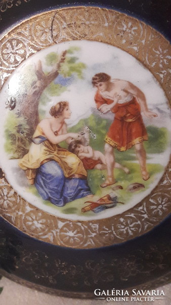 Altwien antik jelenetes porcelán bonbonier, szelence