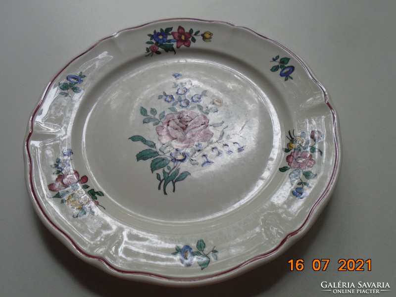 Villeroy&Boch ALSACE rózsás virágos polikróm tányér,Merkúr jelzés,mosogató gépben is mosható