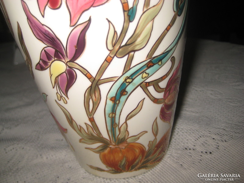 Zsolnay lily vase, hand painted, perfect condition, approx. 30 cm