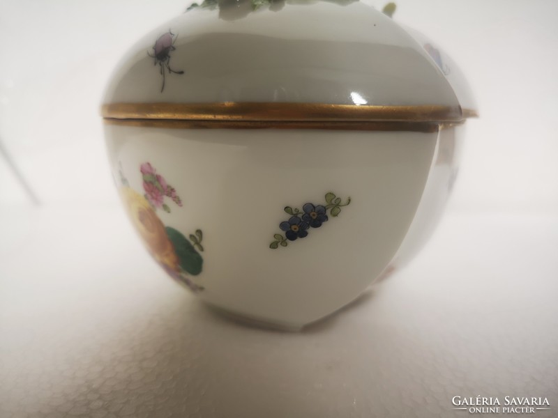 Antik herendi ungvári porcelán bonbonier muzeális Farkasházy Fischer Jenő