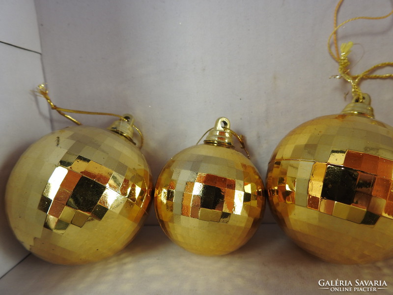 Retro shiny golden ball Christmas tree decorations - 7 pcs - from the Christmas tree decoration collection
