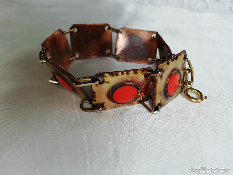 Handmade fire enamel bracelet