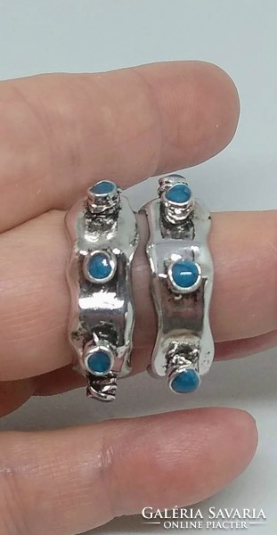 Uniquely designed silver filled blue crystal hoop earrings