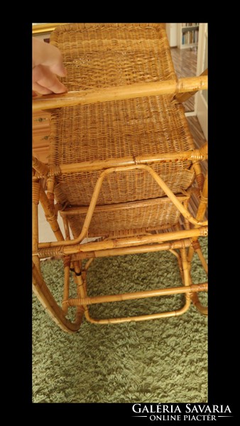Wicker cane vintage rocking chair