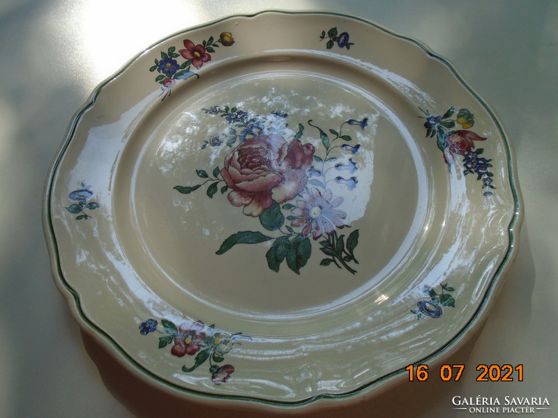 Older villeroy&boch alt strassburg pink floral polychrome bowl, mercury marking, 25 cm