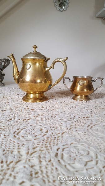 Beautiful brass tea and coffee pot with sugar holder