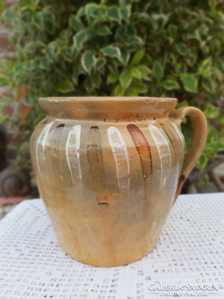 Beautiful old glazed striped ceramic pot silk bastard jar nostalgia peasant decoration