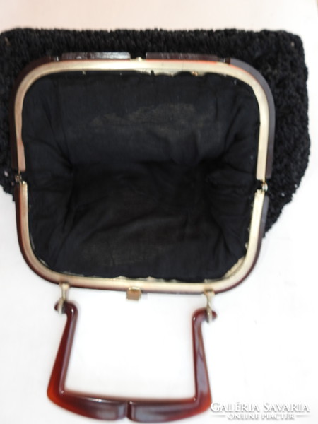 Antique black casual bag with vinyl handles