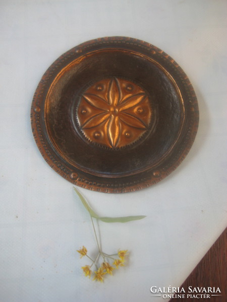Retro, goldsmith work, wall picture on red copper base 15 cm