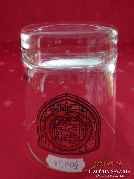 Glass cup with golden rim, height 8.5 cm, diameter 7.5 cm. He has!