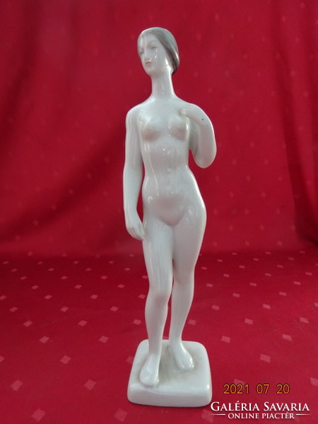 Hollóházi porcelán figura, kézzel festett női akt szobor, magassága 28,5 cm. Vanneki!