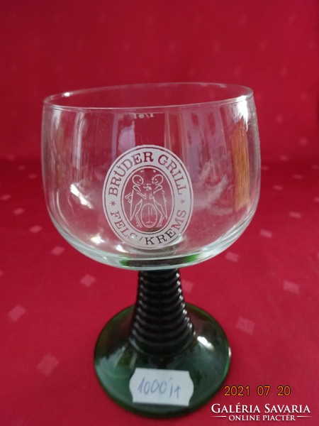 Green stemmed wine glass, height 11.5 cm, diameter 6 cm, 1/8 liter. He has! Bruder vanekgrill.