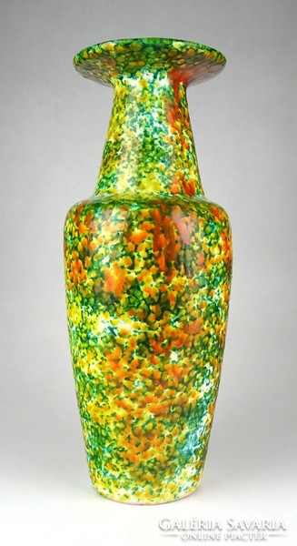 1F262 Iparművészeti csorgatott mázas retro kerámia váza 37.5 cm