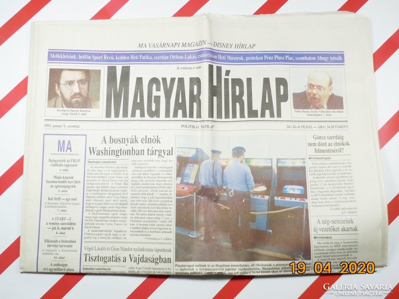 Régi retro újság - Magyar Hírlap , Politikai napilap - 1993 január 9.
