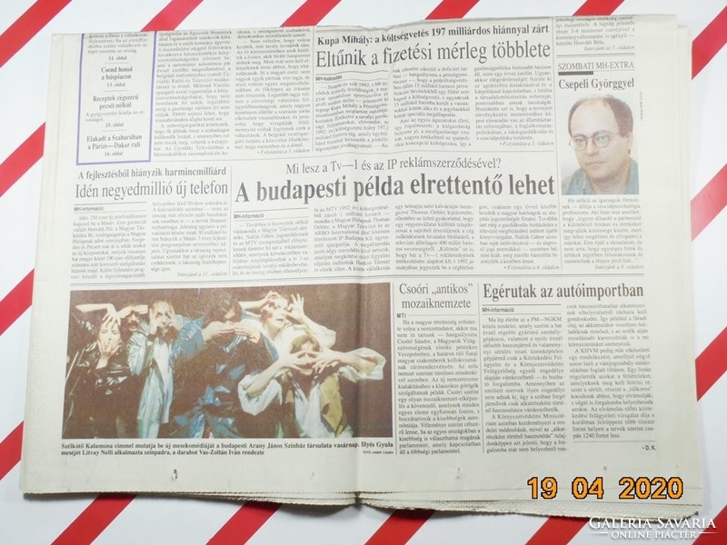 Régi retro újság - Magyar Hírlap , Politikai napilap - 1993 január 9.