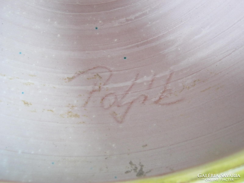 Retro ... Polyák signed Hungarian applied art ceramic pot can be hung