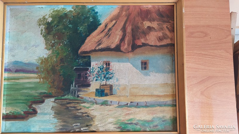 Szép festmény P. Kovács jelzéssel 1935-ből olaj, farost 43x33 cn