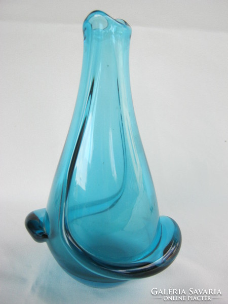Retro ... Bohemia blue thick glass vase